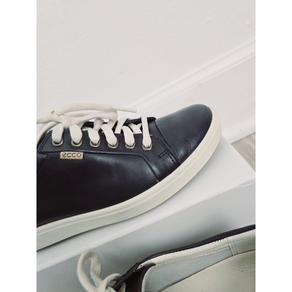 ECCO Soft 7 Navy Blue Lace Up Womens Leather Cap Toe Sneaker Shoes 7 7.5 38 - Picture 11 of 12